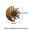 Celestial Sun and Moon Wall Decor In Metal, Gold and Rust Brown