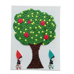 DIY Funny Button Painting Making Supplies Home Wall Decoration Fruit tree