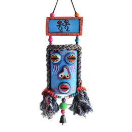 Colorful Mask Totem Pendant China Folk Abstract Art Wall Hanging Decor Wall Art for Room, A