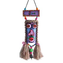 Colorful Mask Totem Pendant China Folk Abstract Art Wall Hanging Decor Wall Art for Room, C