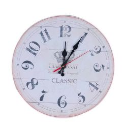 European Home Mute Wall Clock Non-Ticking Silent Wooden Wall Clock Classic Crown