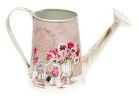 American Pastoral Style Watering Can Shaped Decorative Dired Flower Barrel, Pink