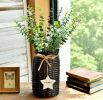 Willow Woven Flower Barrel Flower Shop Balcony Decoration Flower Cylinder, Black