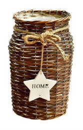 Willow Woven Flower Barrel Flower Shop Balcony Decoration Flower Cylinder, Brown