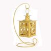 Decor Hanging Lantern Iron Candle Holder With Mini Birds, Yellow, 21.7*11CM