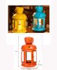 Decor Hanging Lantern Iron Candle Holder With Cute Door, Blue, 17*9.6*9.6CM