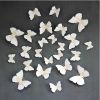 12PSC Vivid Butterfly Wall Stickers Art Decal White, Magnet + Blu Tack