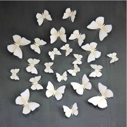 12PSC Vivid Butterfly Wall Stickers Art Decal White, Magnet + Blu Tack