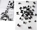 12PSC Vivid Butterfly Wall Stickers Art Decal Black, Magnet + Blu Tack