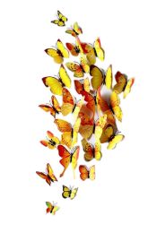 12PSC Vivid Butterfly Wall Stickers Art Decal Yellow, Magnet + Blu Tack