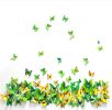 12PSC Vivid Butterfly Wall Stickers Art Decal Yellow, Magnet + Blu Tack
