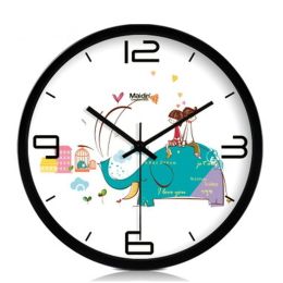 10-inch Silent fashion Art Pastoral Round Wall Clock,BLACK (NO.410)