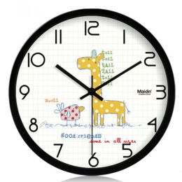 (Giraffe) 10-inch Silent fashion Art Pastoral Round Wall Clock,BLACK (NO.293)
