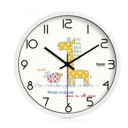 (Giraffe) 10-inch Silent fashion Art Pastoral Round Wall Clock,WHITE (NO.293)