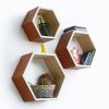 Trista - [Rural Life] Hexagon Leather Wall Shelf / Bookshelf / Floating Shelf (Set of 3)