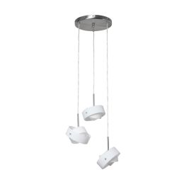 Dainolite 3 Light White Frosted Glass Round Pendant with Satin Chrome Finish