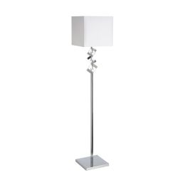 Dainolite Decorative Crystal Cube Floor Lamp with Polished Chrome Finish and White Linen Shade