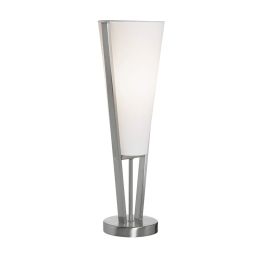 Dainolite Emotions Table Lamp with Satin Chrome Finish and White Linen Shade