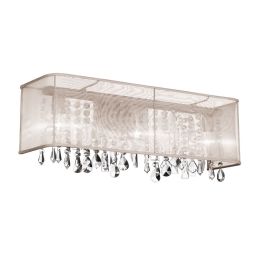 Dainolite 4 Light Crystal Vanity Lighting with Polished Chrome Finish and Oyster Organza Rectangular Shade