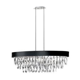 Dainolite Decorative 8 Light Oval Chandelier with Black Shade Polished Chrome Finish