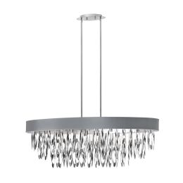 Dainolite Decorative 8 Light Oval Chandelier with Silver Shade Polished Chrome Finish