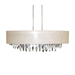 Dainolite Decorative 8 Light Oval Chandelier with Cream Shade Polished Chrome Finish