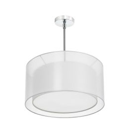 Dainolite 4 Light Pendant with Double Drum Shade and Polished Chrome Finish