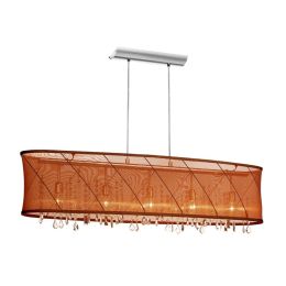 Dainolite 5 Light Crystal Pendant with Black/Gold Swirl Shade and Polished Chrome Finish
