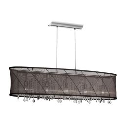 Dainolite 5 Light Crystal Pendant with Black/Silver Swirl Shade and Polished Chrome Finish