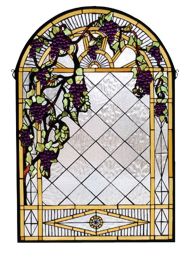 24"W X 36"H Grape Diamond Trellis Stained Glass Window
