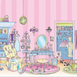 Girls Pink Dressing Room Large Prepasted Wall Mural