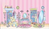 Girls Pink Dressing Room Large Prepasted Wall Mural