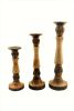 Benzara Mango Wood Vintage Style Candleholder/Candlestick, Set of 3, Brown