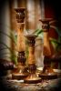 Benzara Mango Wood Vintage Style Candleholder/Candlestick, Set of 3, Brown