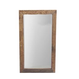 The Urban Port Natural Wood Framed Rectangular Wall Mirror, Brown