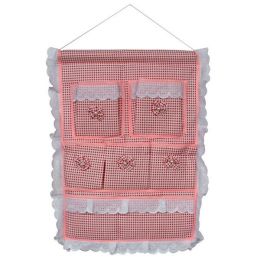 [Plaid & Allover] Pink/Wall Hanging/ Wall Baskets / Hanging Baskets/Wall Organizers (15*19)